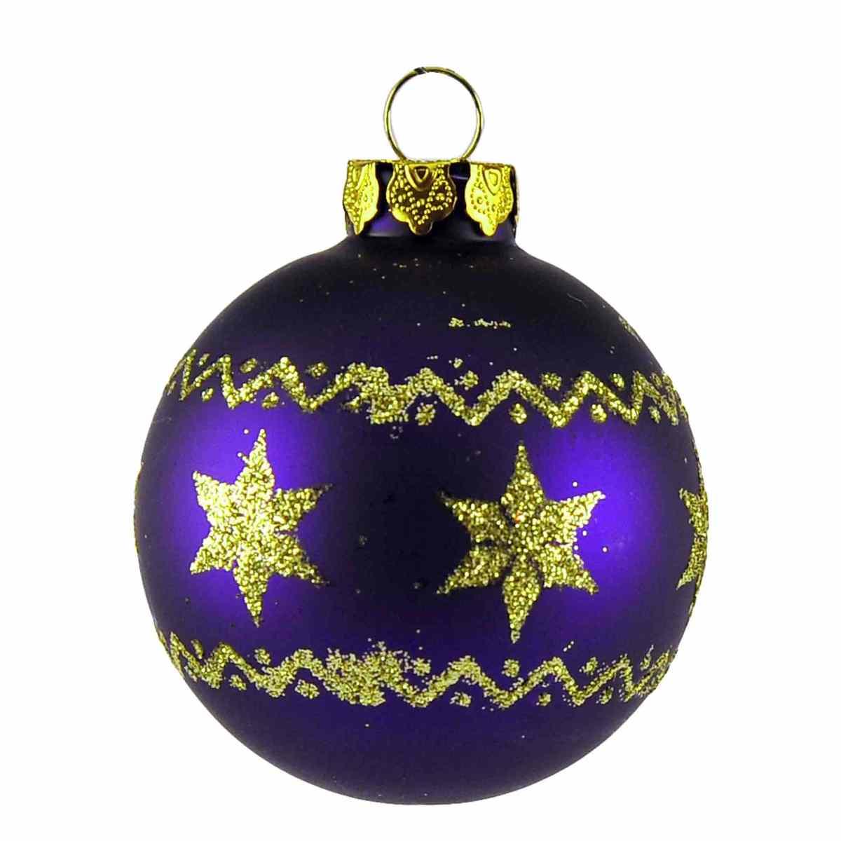 Pallina natalizia vetro viola puntale Set 9 pz