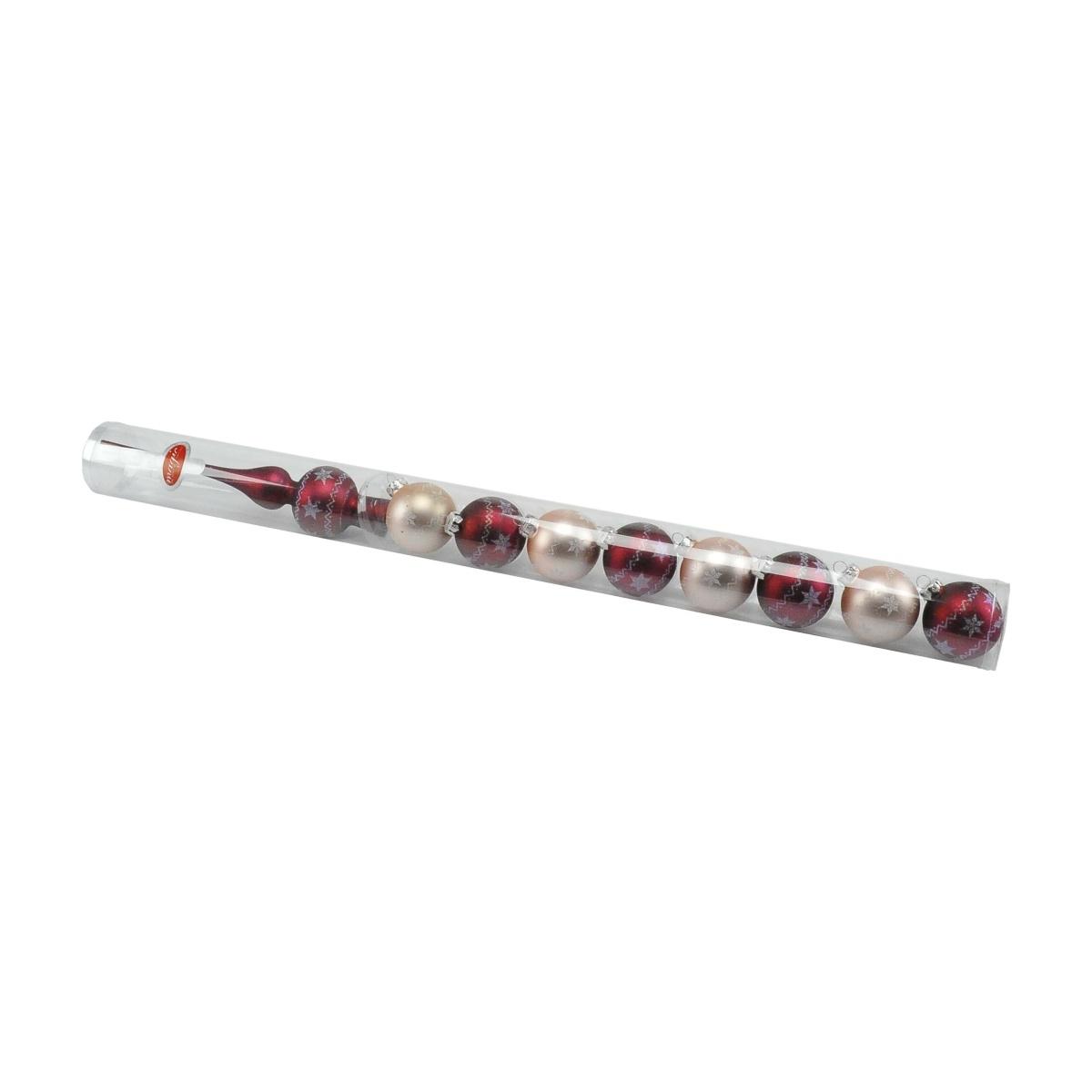 Pallina natalizia vetro rosa da puntale Set 9 pz