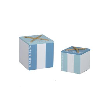 Scatola legno mare quadrata 15 x 15 x 15,5 cm