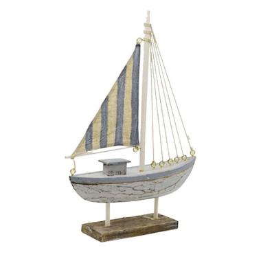 Decorazione mare barca legno 26 x 7 x 44 cm
