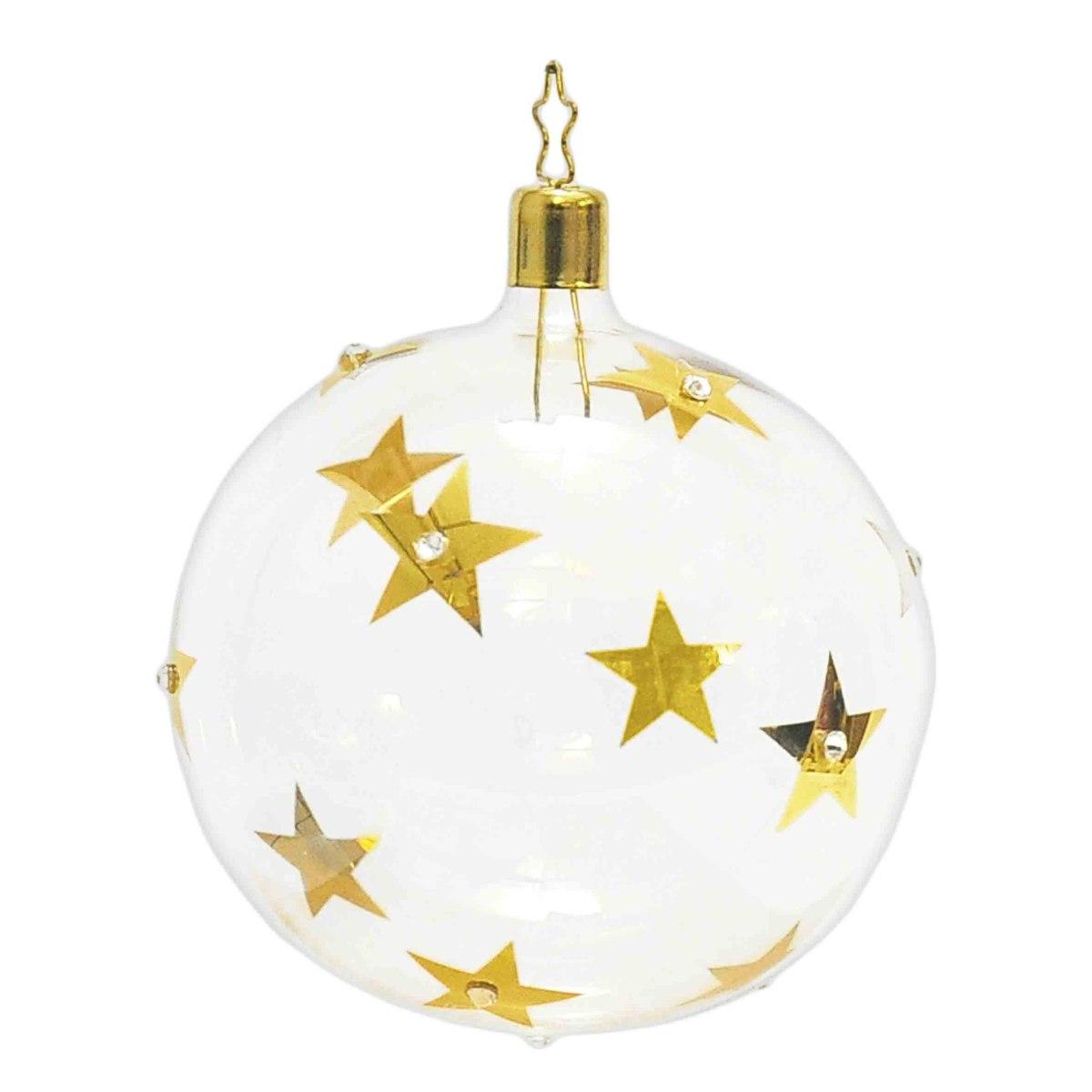Pallina natalizia vetro collezione le carat oro Set 4 pz