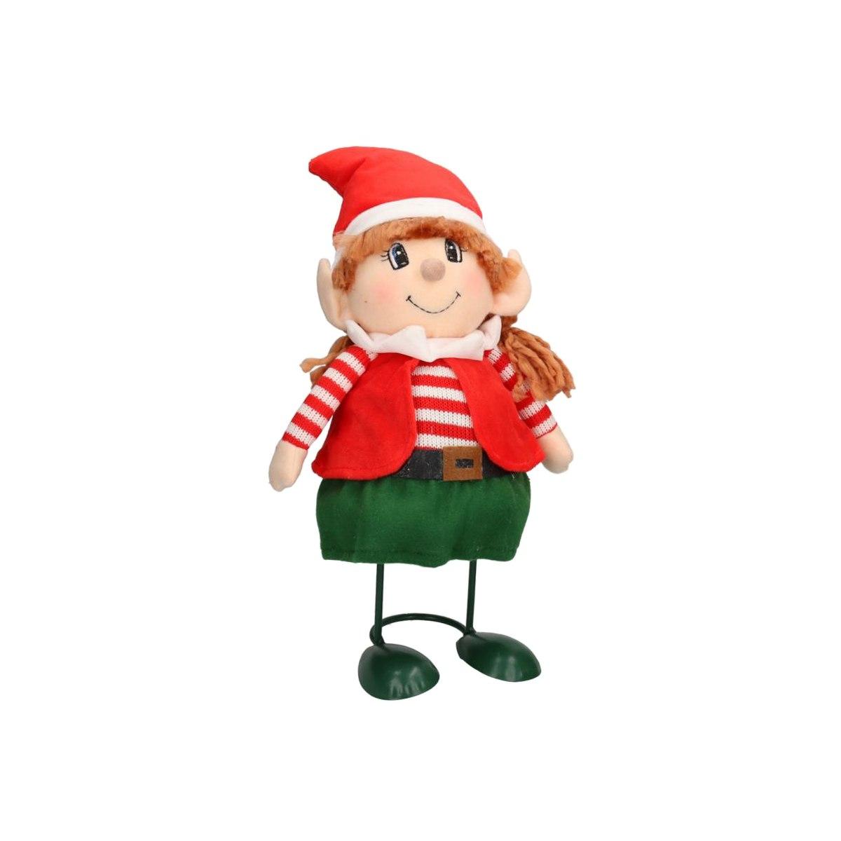 Elfo tessuto rosso verde gambe metallo 36 cm