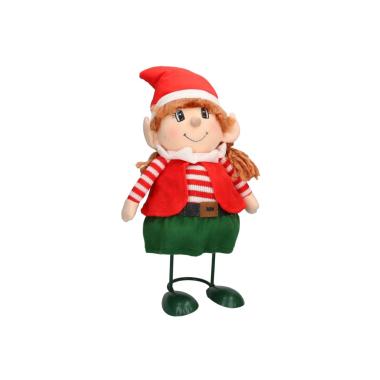 Elfo tessuto rosso verde gambe metallo 36 cm