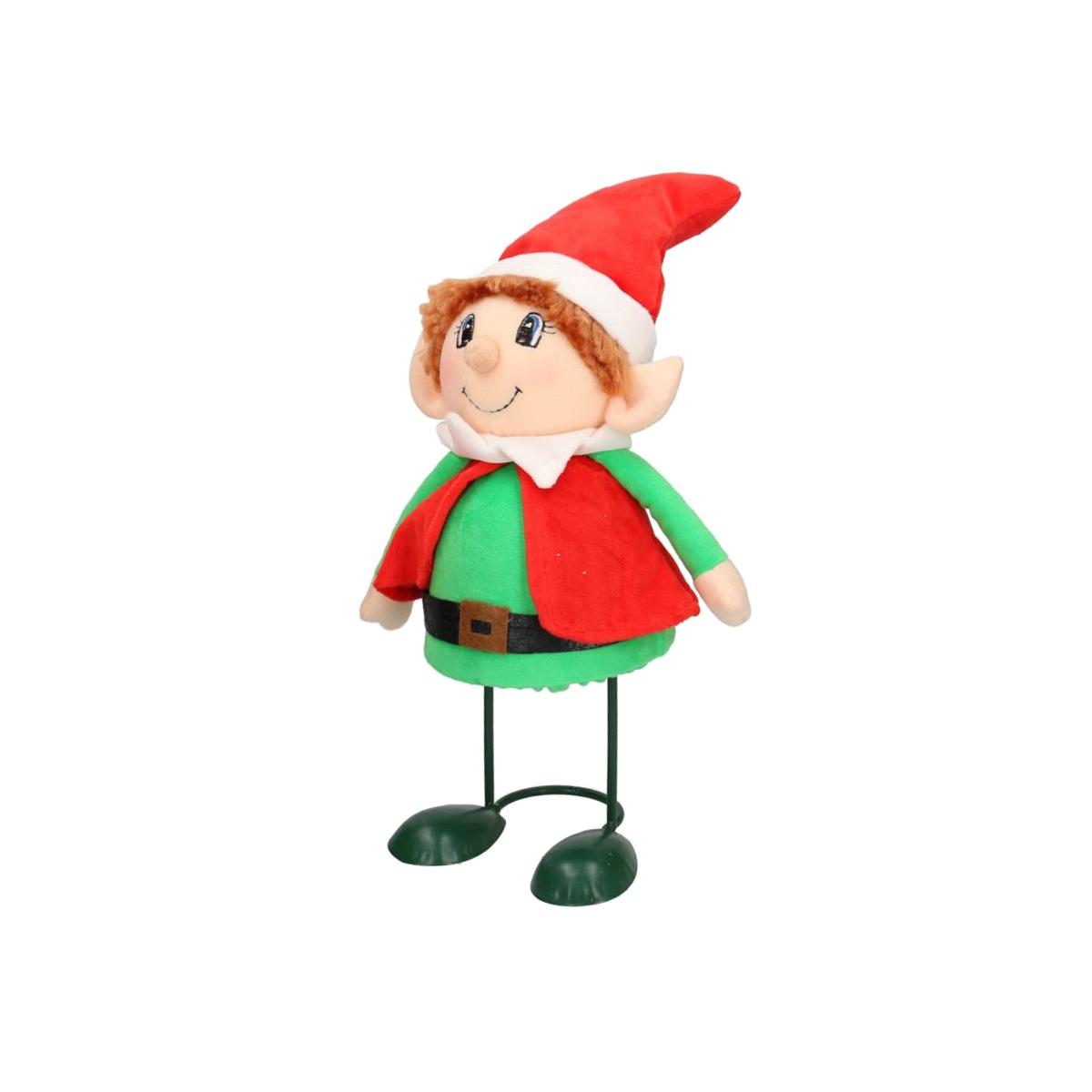 Elfo tessuto rosso verde gambe metallo 36 cm