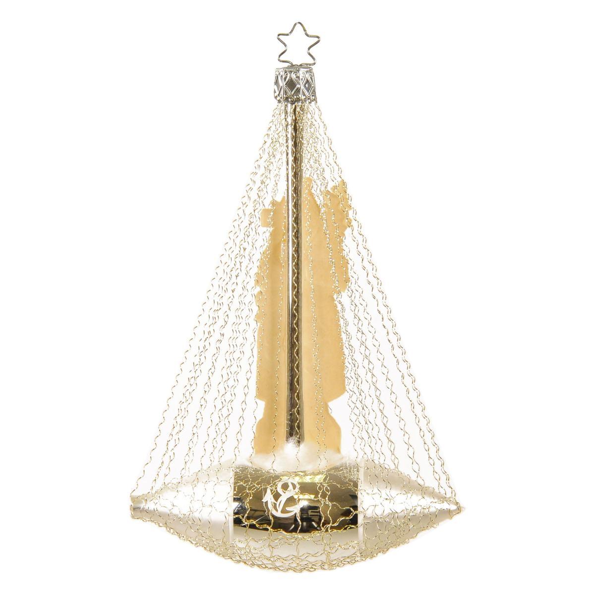 Pallina natalizia vetro collezione babbo nave 15 cm