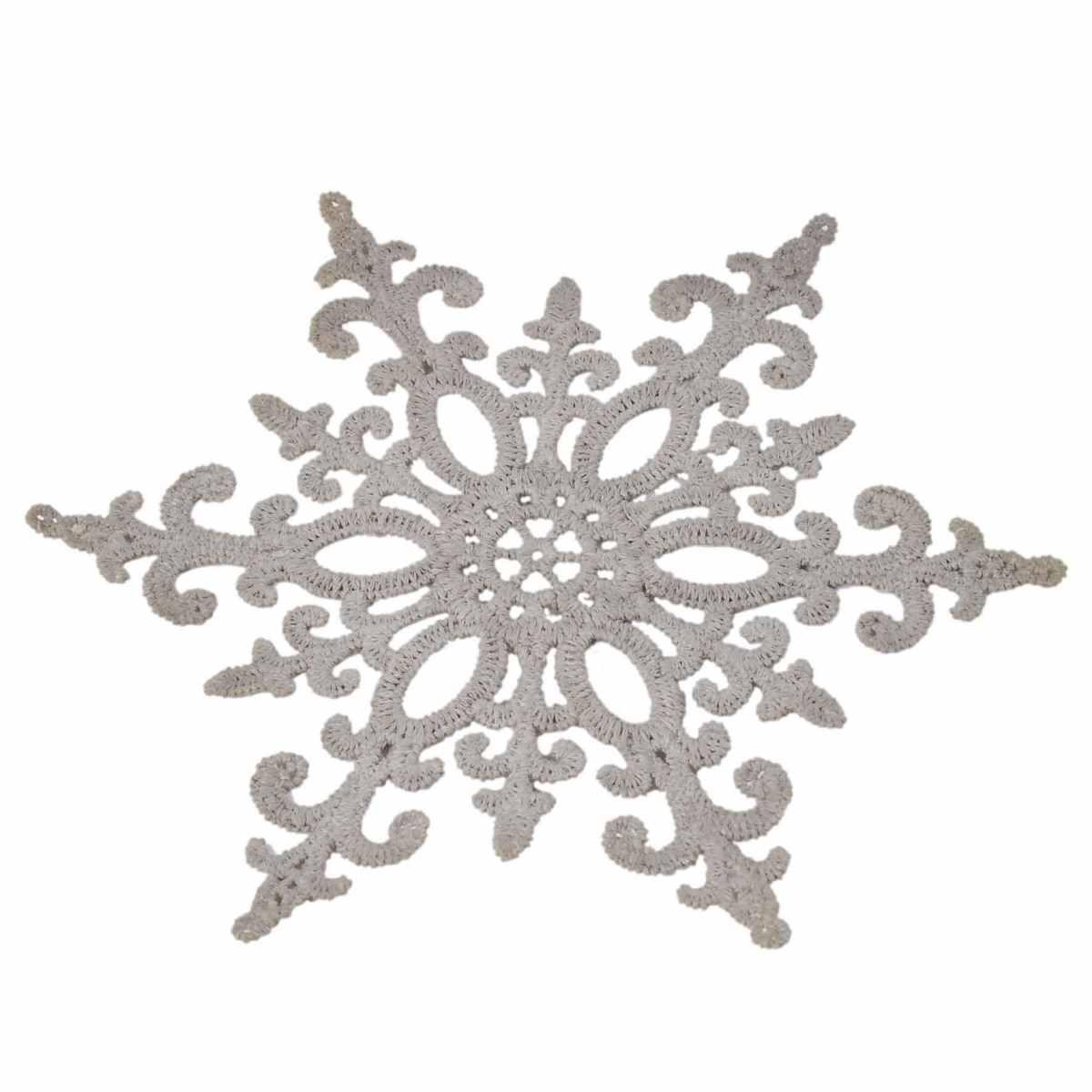 Decorazione natalizia fiocco neve pizzo tortora Ø 12,5 cm