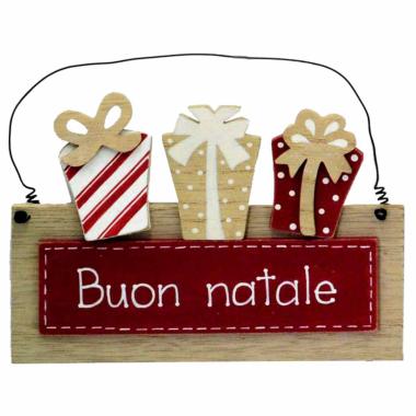 Fuori porta natalizio targa legno buon 18 x 12 cm