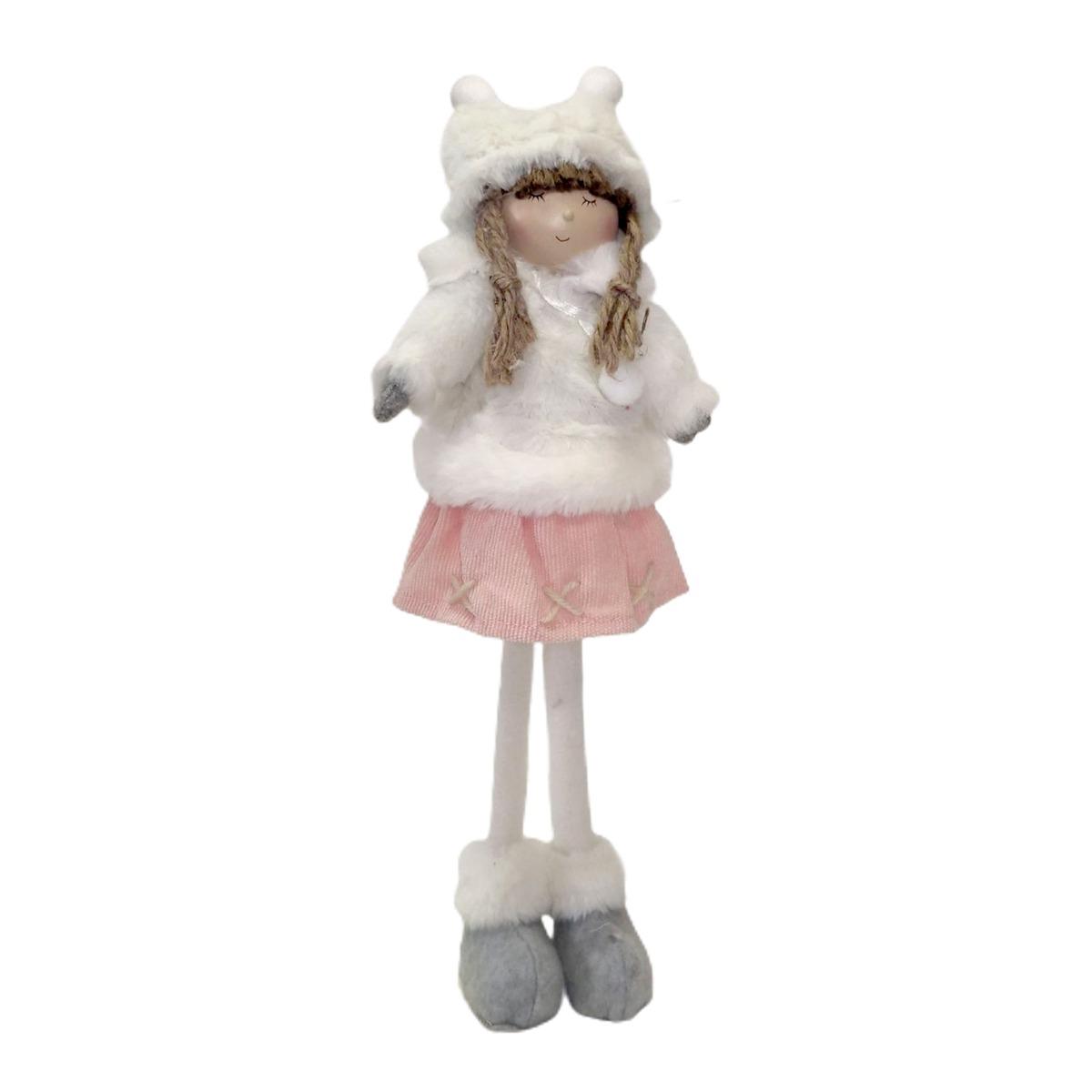 Pupazzo natalizio bambina gambe metallo 37 cm