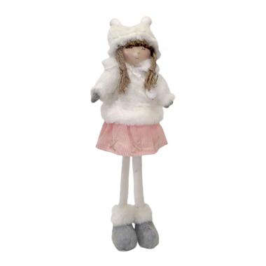 Pupazzo natalizio bambina gambe metallo 37 cm