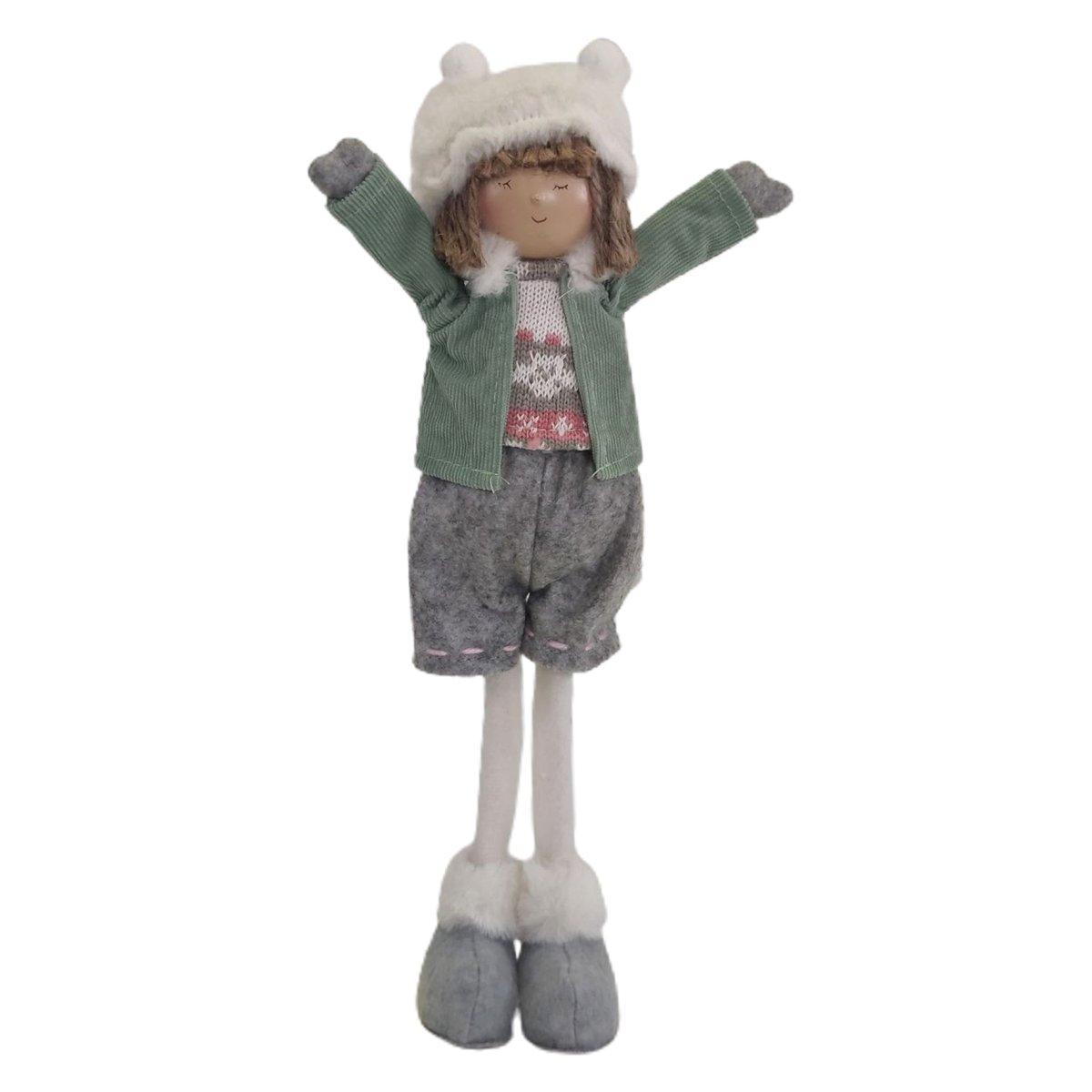 Pupazzo natalizio bambina gambe metallo 37 cm