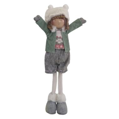 Pupazzo natalizio bambina gambe metallo 37 cm