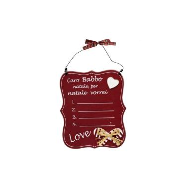 Targa natalizia legno caro babbo natale 21 cm
