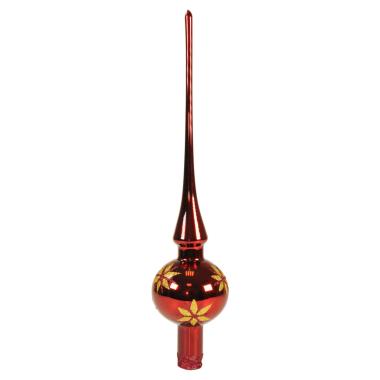 Puntale albero natale vetro rosso scuro oro 30 cm