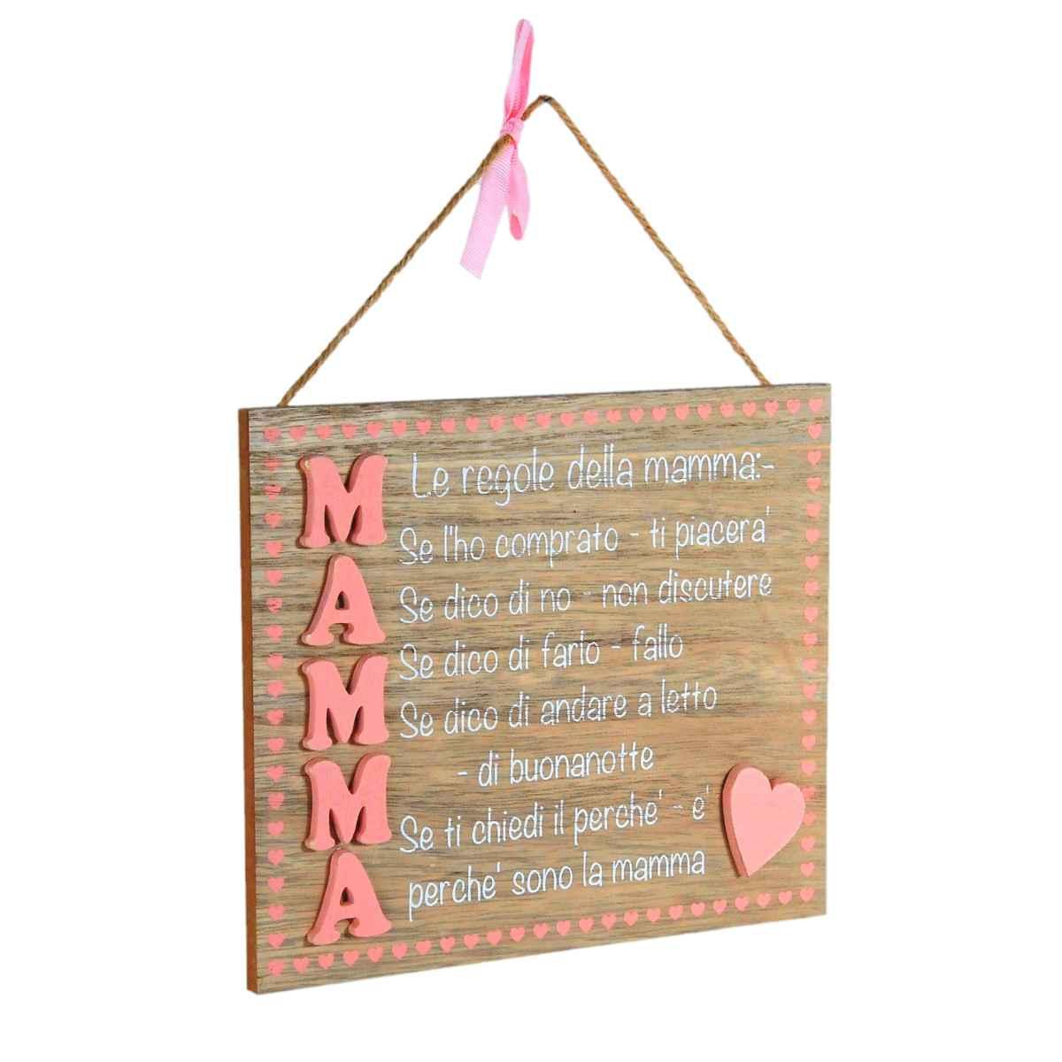 Targa legno regole mamma 24 x 17 cm
