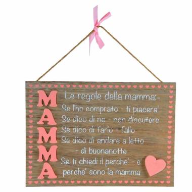 Targa legno regole mamma 24 x 17 cm
