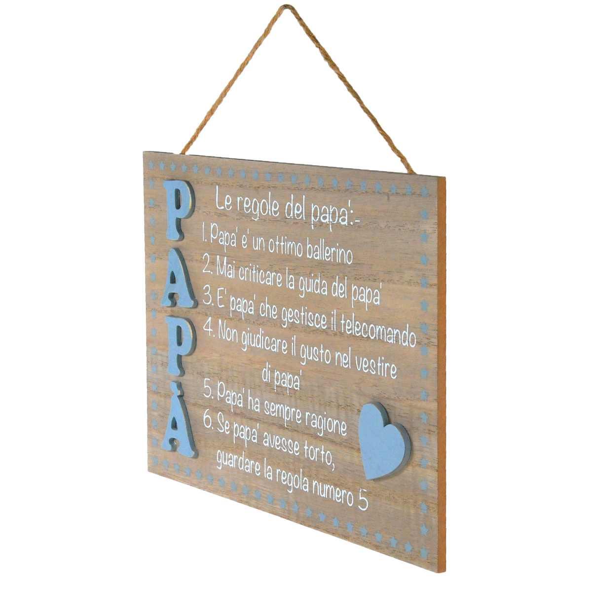 Targa legno regole papà 24 x 17 cm