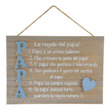 Targa legno regole papà 24 x 17 cm