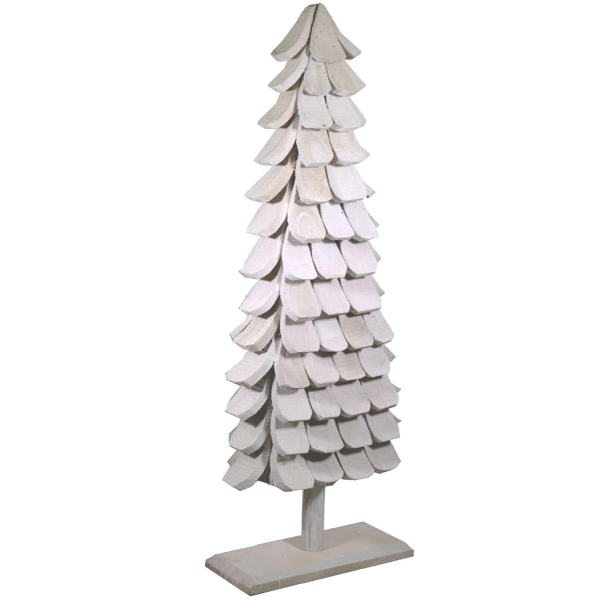 Albero di Natale 132 cm bianco legno led verdi