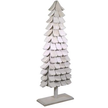 Albero di Natale 132 cm bianco legno led verdi