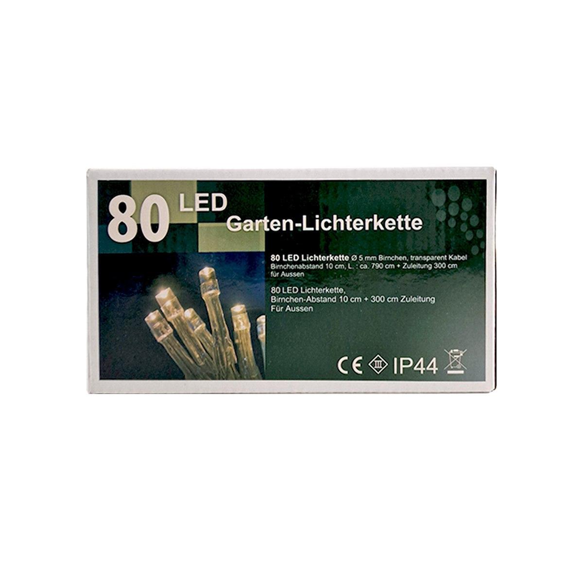 Luci di natale esterno 80 led bianco caldo luce fissa