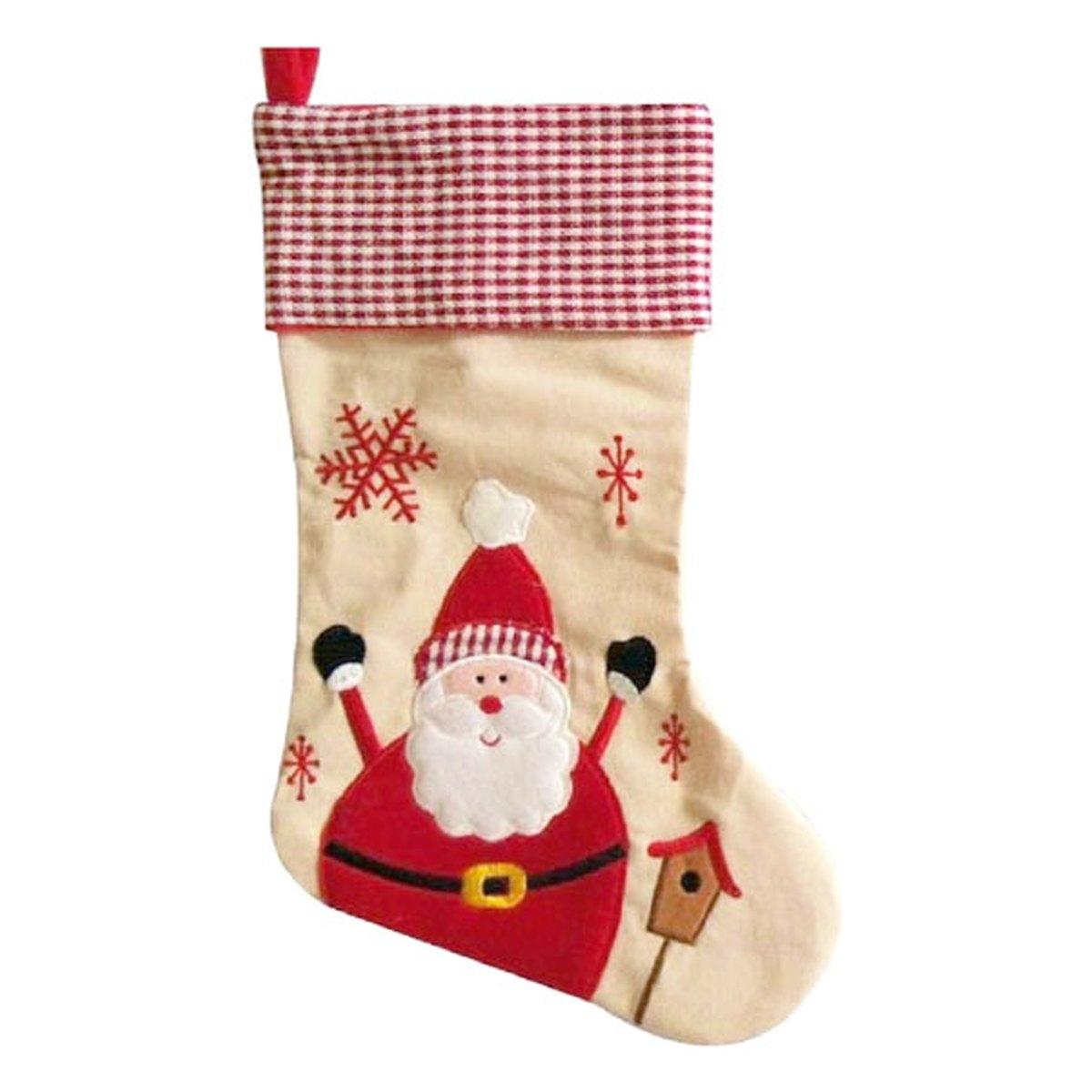 Calza befana tessuto babbo natale 42 cm