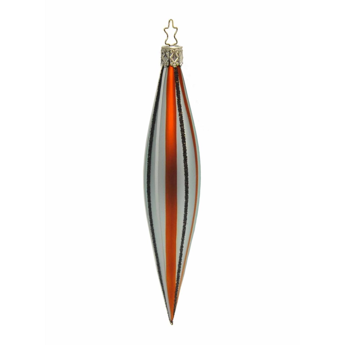 Pallina natalizia vetro collezione oliva righe modello a 15 cm