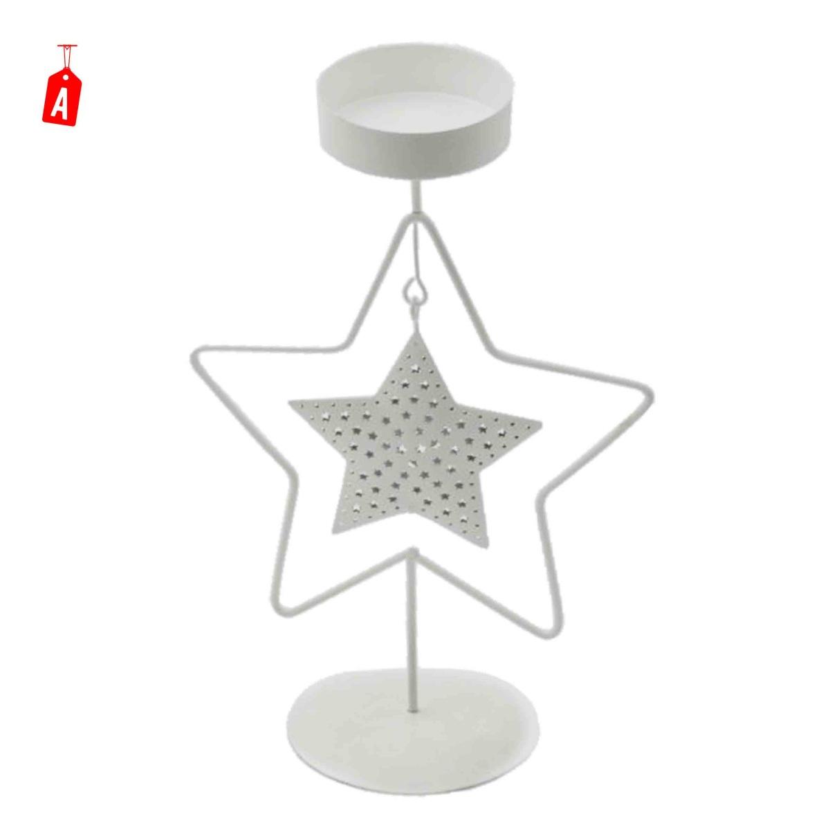 Porta candela natalizio metallo 11 cm