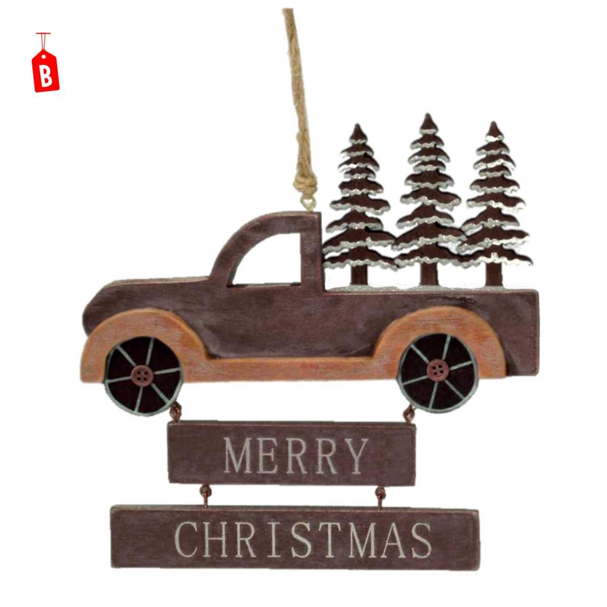 Fuori porta natalizio furgoncino legno scritta 15 cm