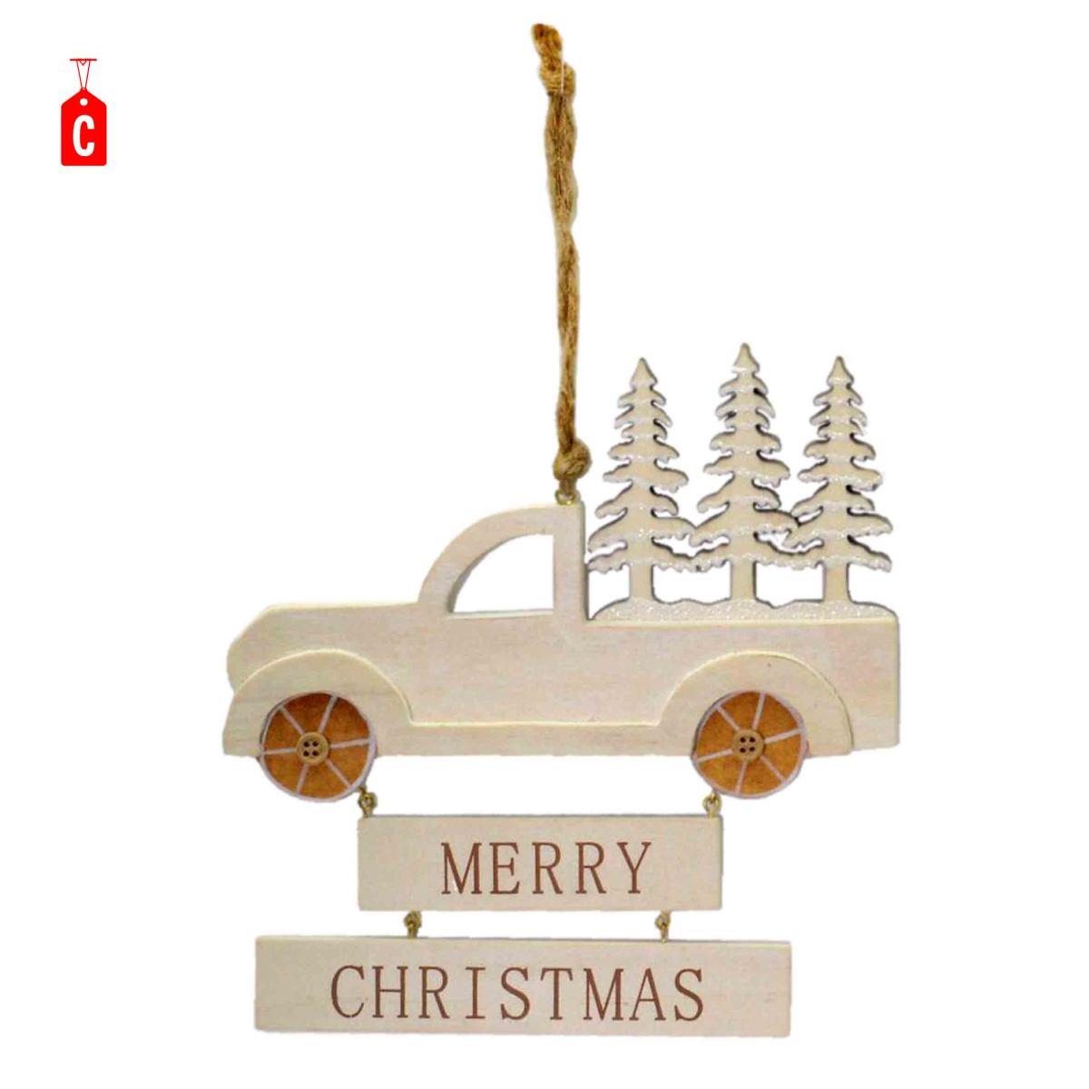 Fuori porta natalizio furgoncino legno scritta 15 cm