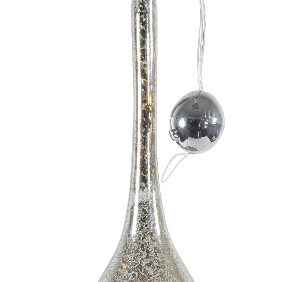 Pallina natalizia vetro argento 15 microled 32 cm