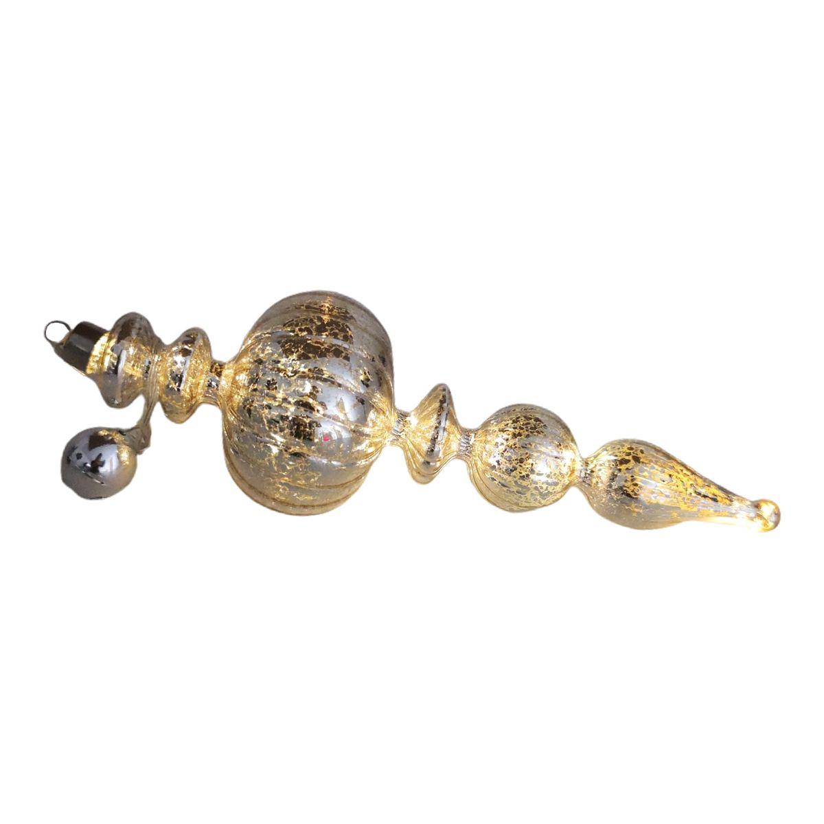 Pallina natalizia vetro argento 15 microled 32 cm