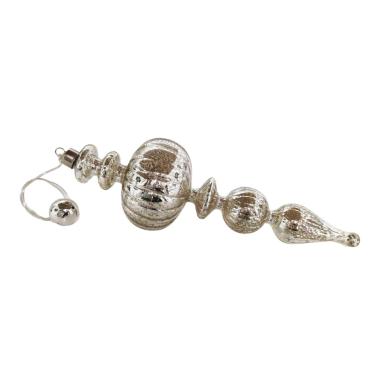 Pallina natalizia vetro argento 15 microled 32 cm