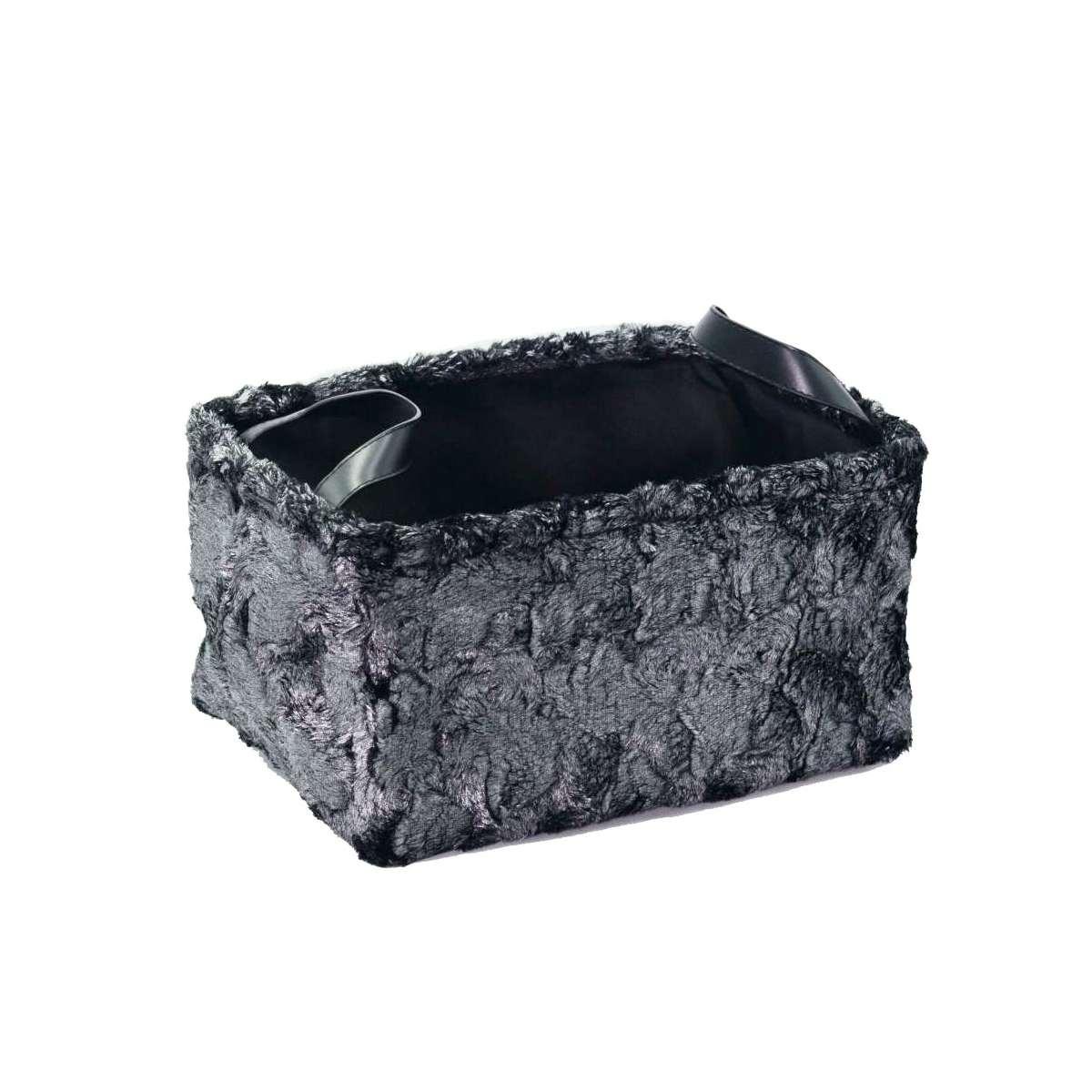 Cesto nero pelliccia 32 x 22 x 18 cm