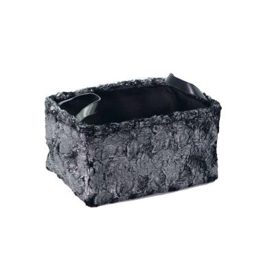 Cesto nero pelliccia 32 x 22 x 18 cm