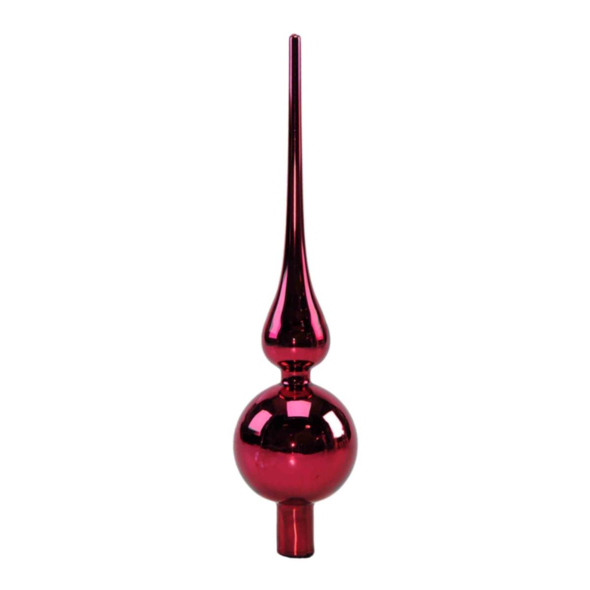 Puntale albero natale vetro rosa scuro lucido 28 cm