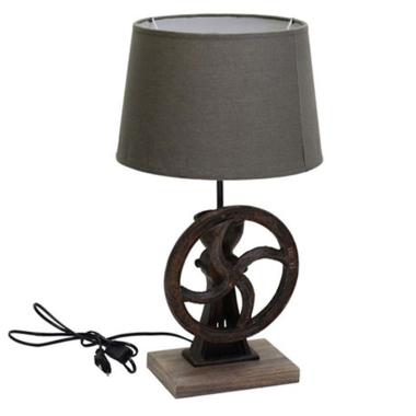 Lampada tavolo legno resina ruota