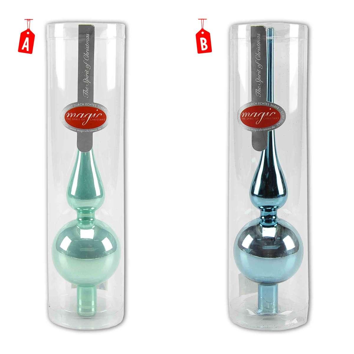 Puntale albero natale vetro 2 colori 27 cm