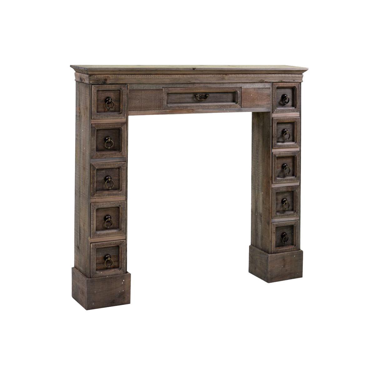 Camino cornice legno cassetti 108 x 18 x 101 cm