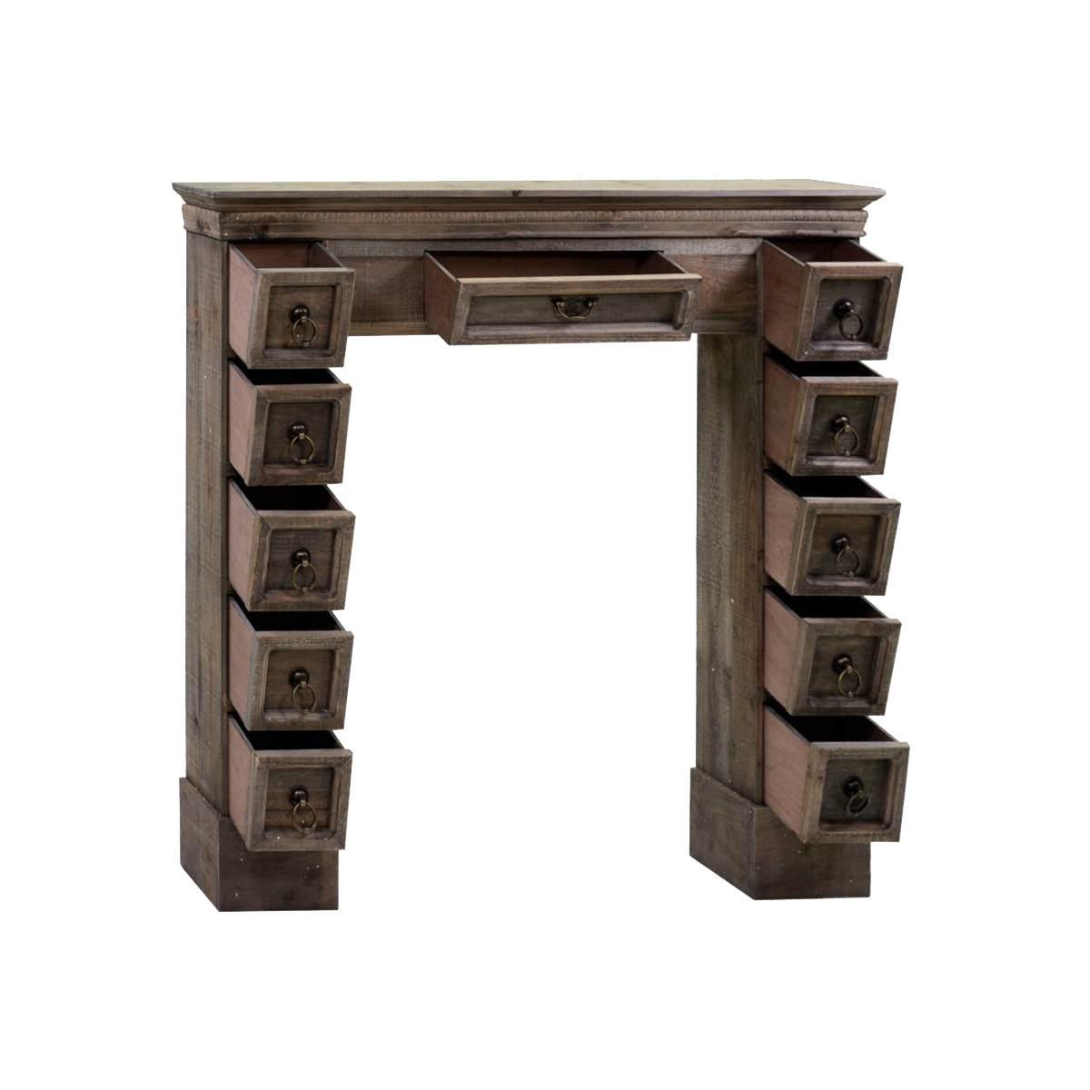Camino cornice legno cassetti 108 x 18 x 101 cm