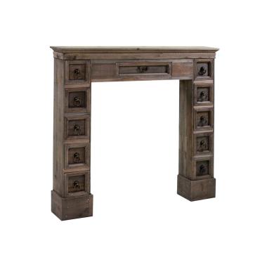 Camino cornice legno cassetti 108 x 18 x 101 cm