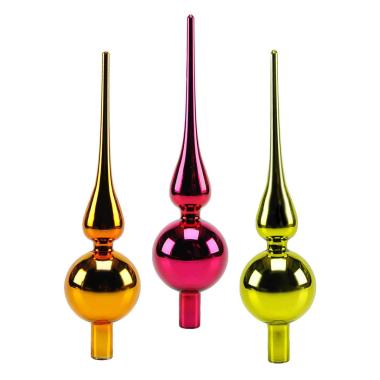 Puntale albero natale vetro 3 colori 27 cm