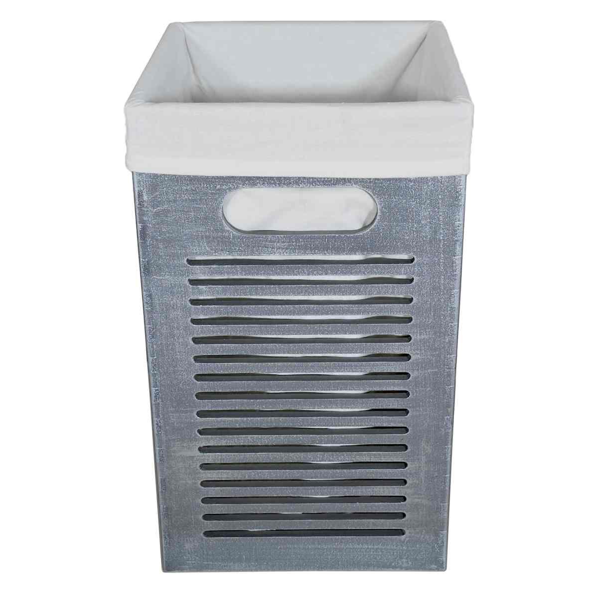 Cesto legno quadrato grigio 26 x 26 x 45 cm
