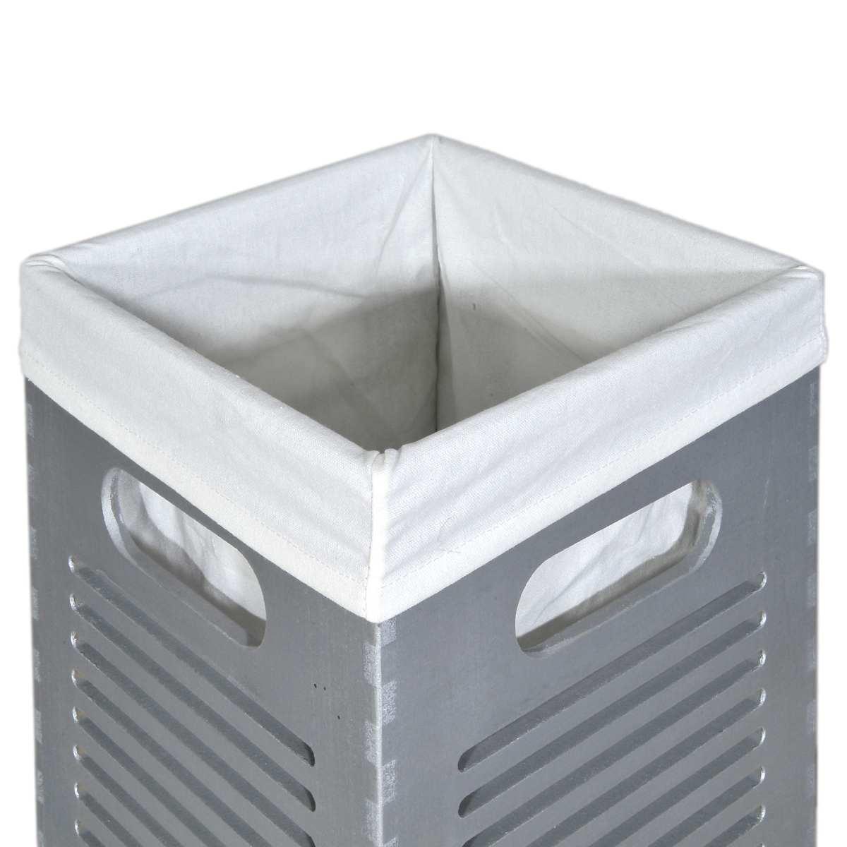 Cesto legno quadrato grigio 26 x 26 x 45 cm