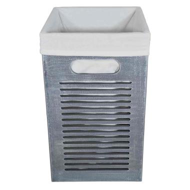 Cesto legno quadrato grigio 26 x 26 x 45 cm