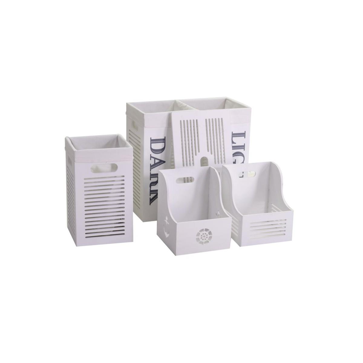 Cesto legno portaoggetti bianco 26 x 26 x 31 cm