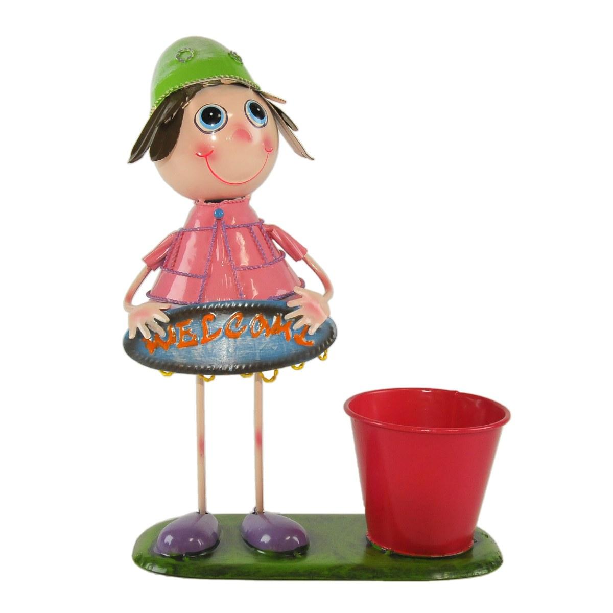 Portavaso metallo bimba rosa 37 cm