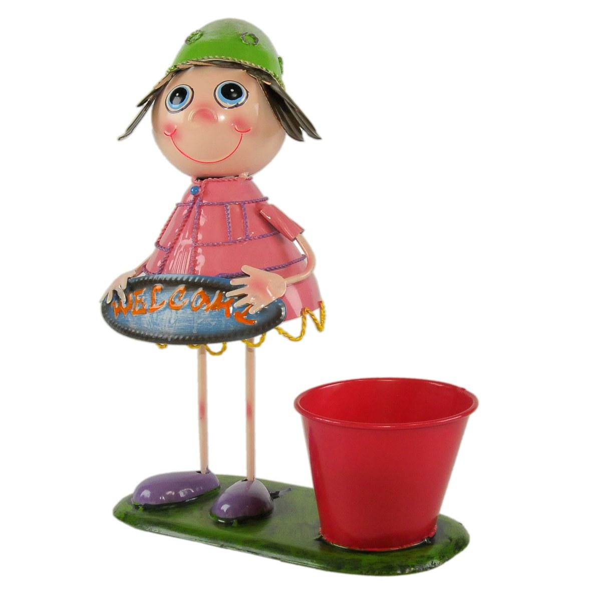 Portavaso metallo bimba rosa 37 cm