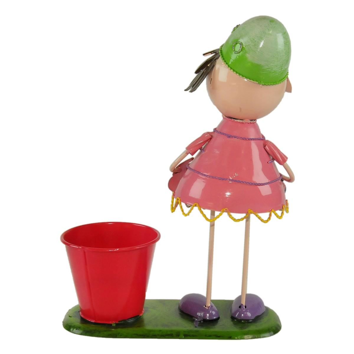Portavaso metallo bimba rosa 37 cm