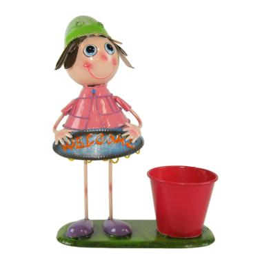 Portavaso metallo bimba rosa 37 cm