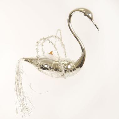 Pallina natalizia vetro collezione cigno bebè 13 cm